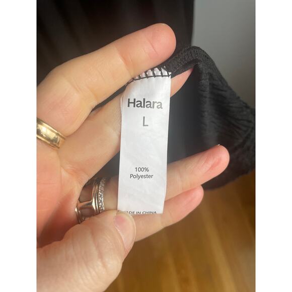 Halara Black Maxi Dress V-neck Tiered Cottagecore Whimsigoth Neutral Boho size L - Picture 4 of 7